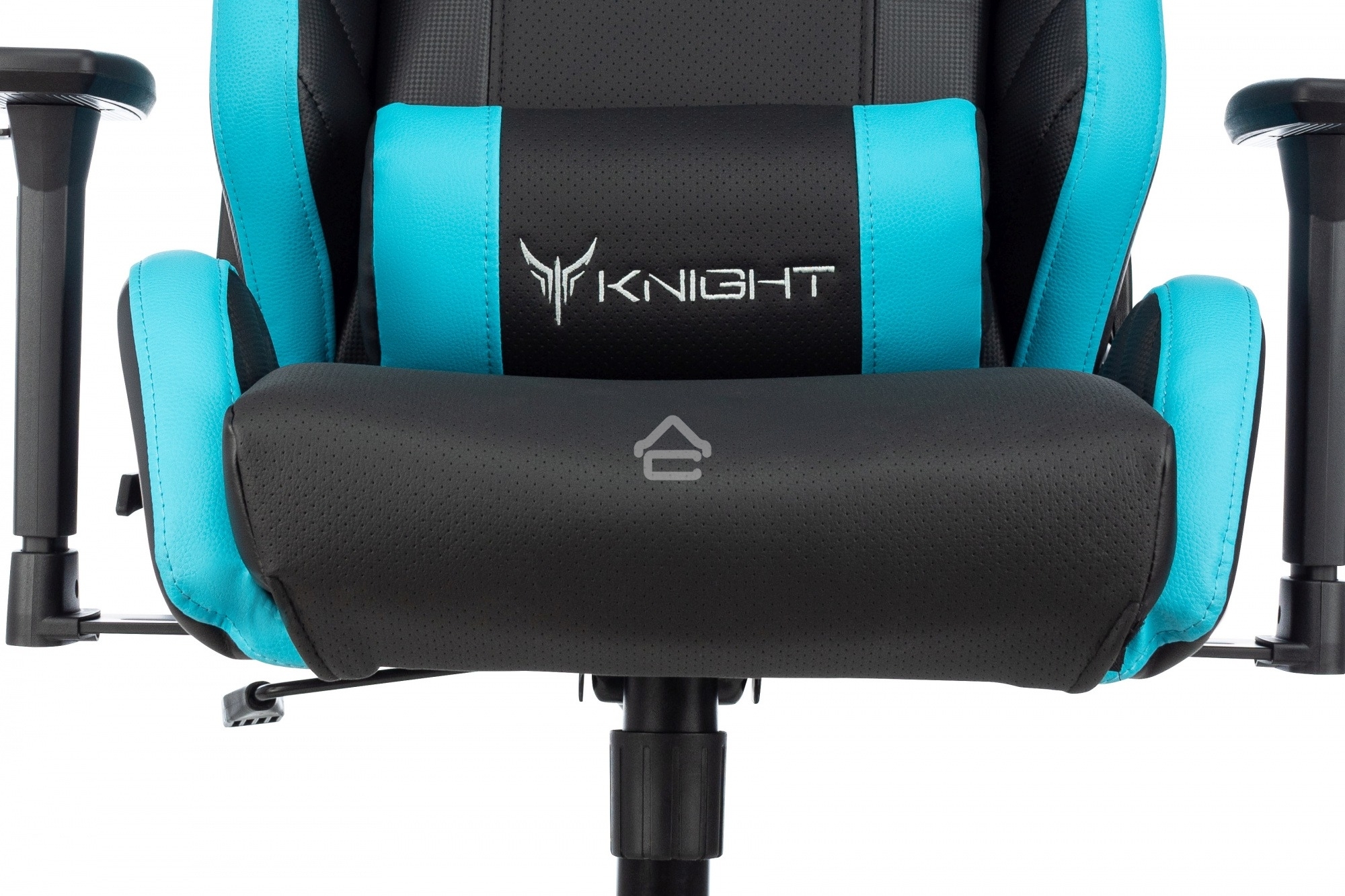 Кресло игровое Knight Thunder 5X черный/голубой эко.кожа крестов. металл
