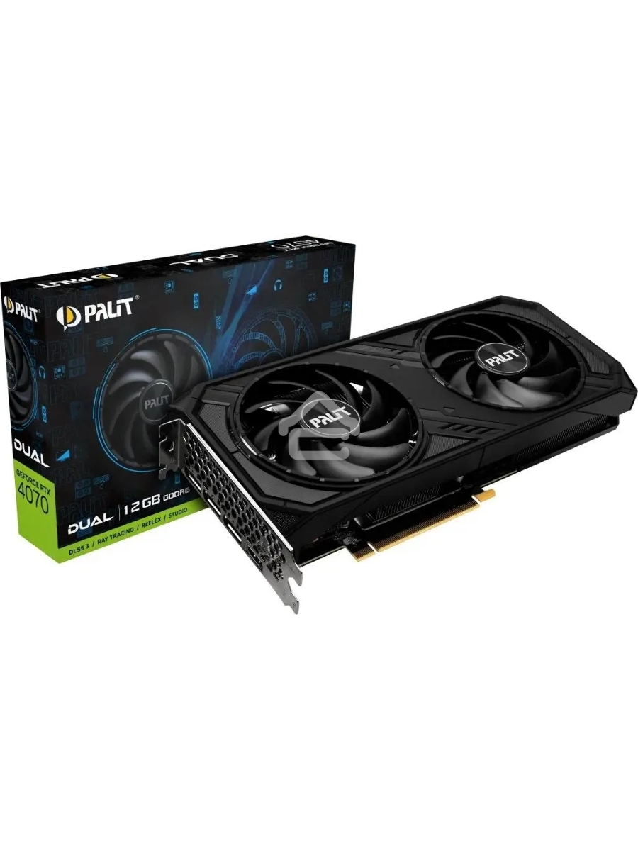 Видеокарта Palit RTX4070 DUAL NVIDIA GeForce RTX 4070 12Gb 192bit GDDR6 1920/20000 HDMIx1 DPx3 HDCP Ret
