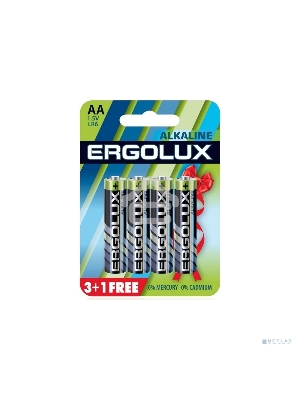 Батарейка Ergolux Alkaline LR6 BL 3+1 (FREE) (LR6 BL3+1, 1.5В) (4 шт. в уп-ке)