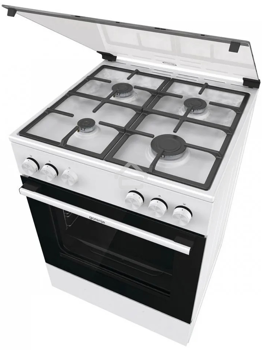 Плита газовая Gorenje GG6A11WF белый, конфорок 4 газовых, духовка 72 л, 60 см x 85 см x 60 см