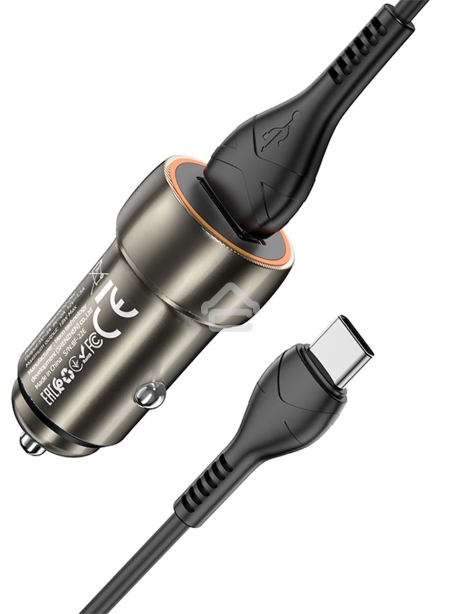 Автомобильная зарядка HOCO Z46 Blue shield, 1xUSB, 18W, серый металлик