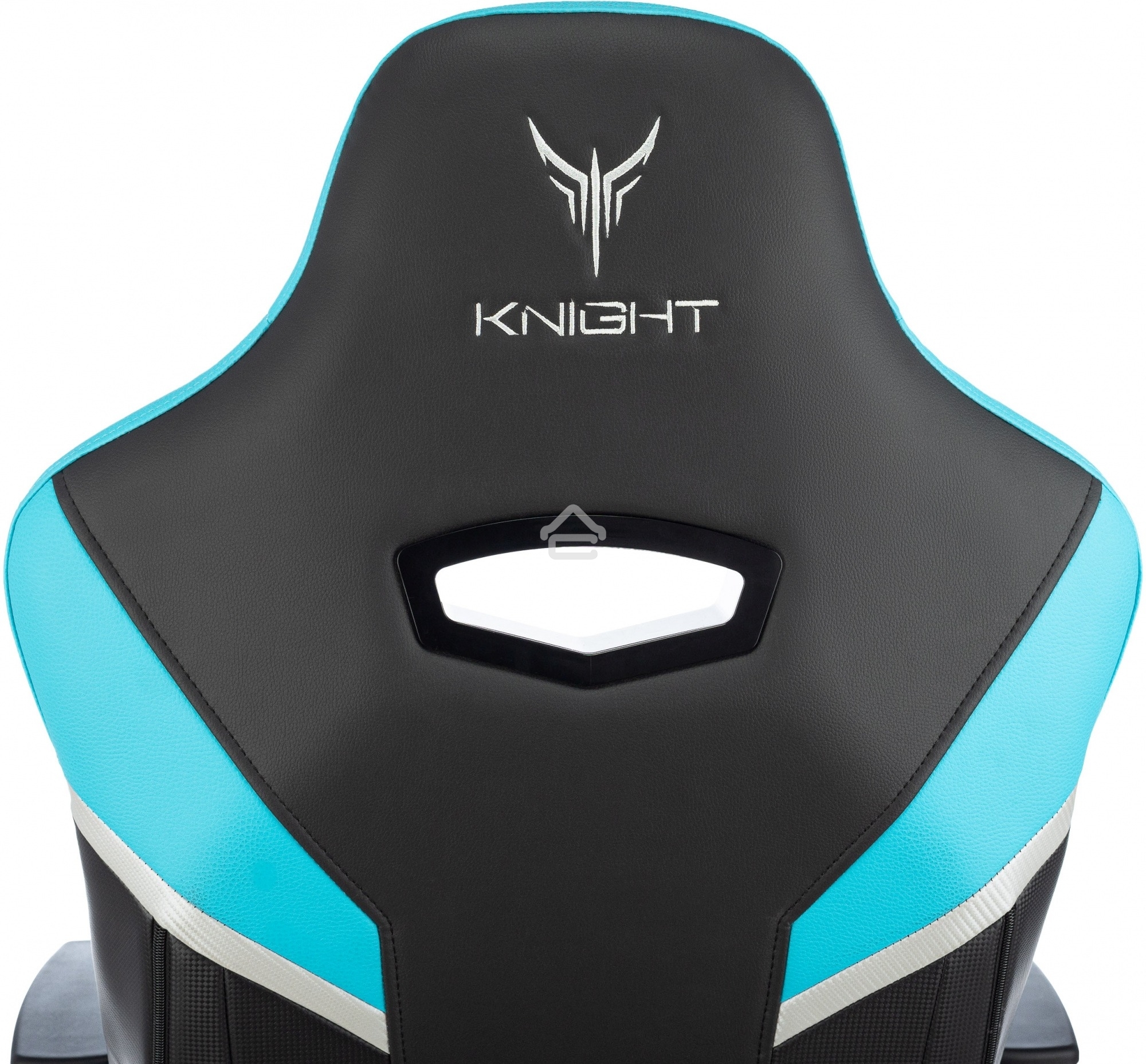 Кресло игровое Knight Thunder 5X черный/голубой эко.кожа крестов. металл