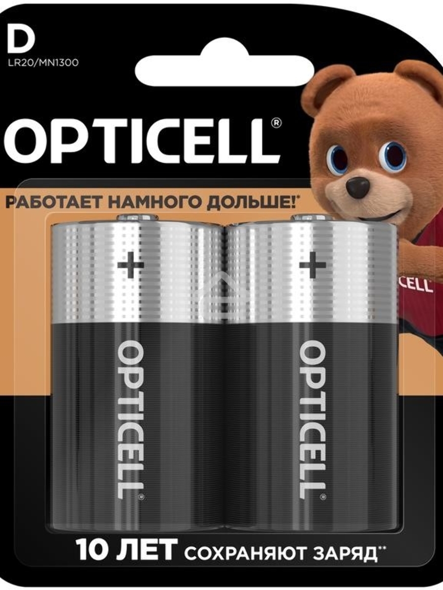 Элемент питания алкалиновый D/LR20 1.5В (блист. 2шт) Basic Opticell 5051005