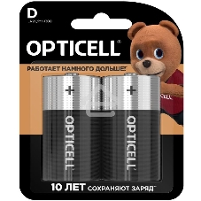 Элемент питания алкалиновый D/LR20 1.5В (блист. 2шт) Basic Opticell 5051005