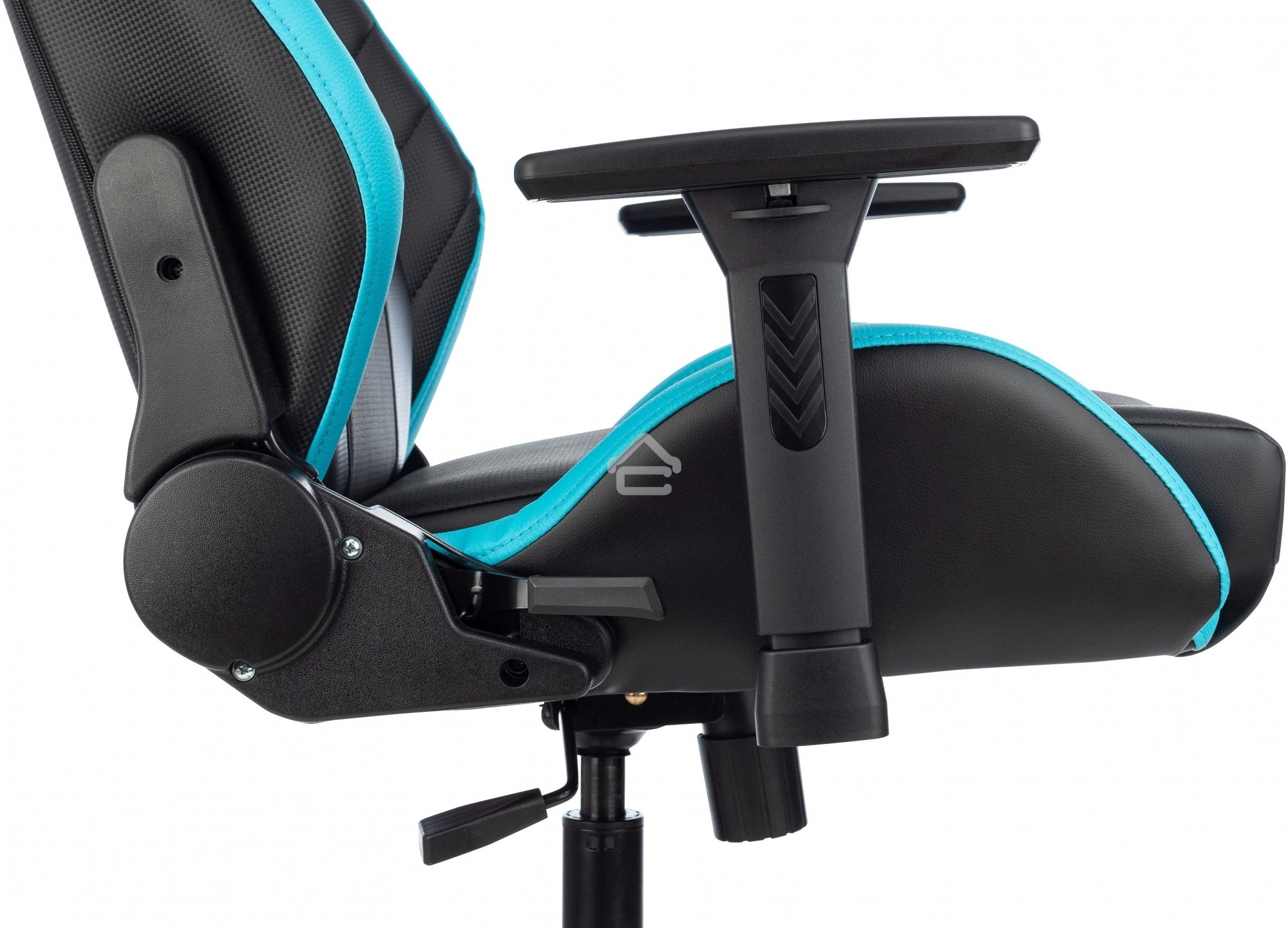 Кресло игровое Knight Thunder 5X черный/голубой эко.кожа крестов. металл