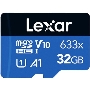 Флеш карта microSD 32GB Lexar High-Performance 633x microSDHC UHS-I U1 V10 A1 C10, 100/20 Mb/s (SD адаптер)