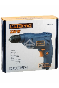 Дрель электрическая MAX-PRO  320 Вт, 0-4200об/мин, быстрозажимной патрон 0,6-6,5мм, 1 кг, резиновые вставки, кор.