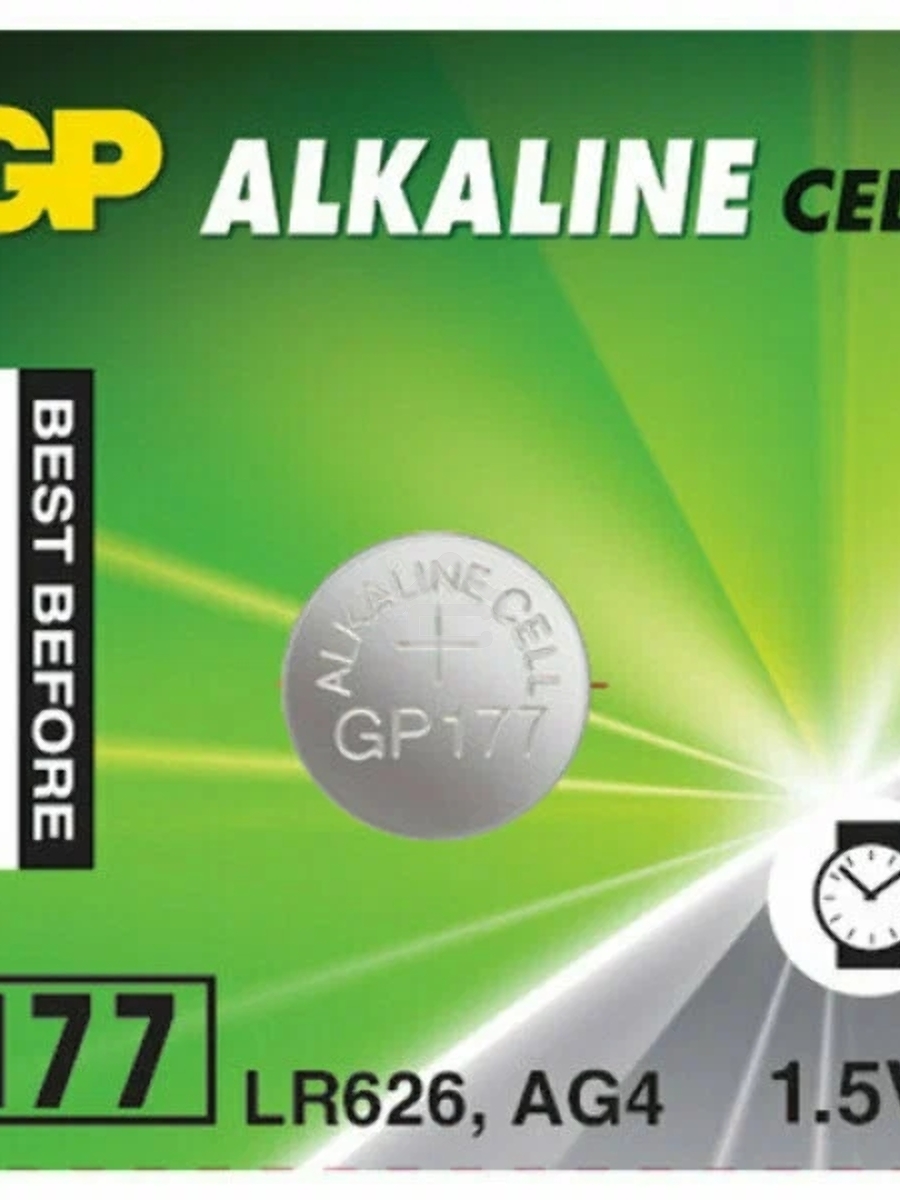 Алкалиновые пуговичные батарейки GP 177A - 10 шт., каждая в своем отрывном блистере