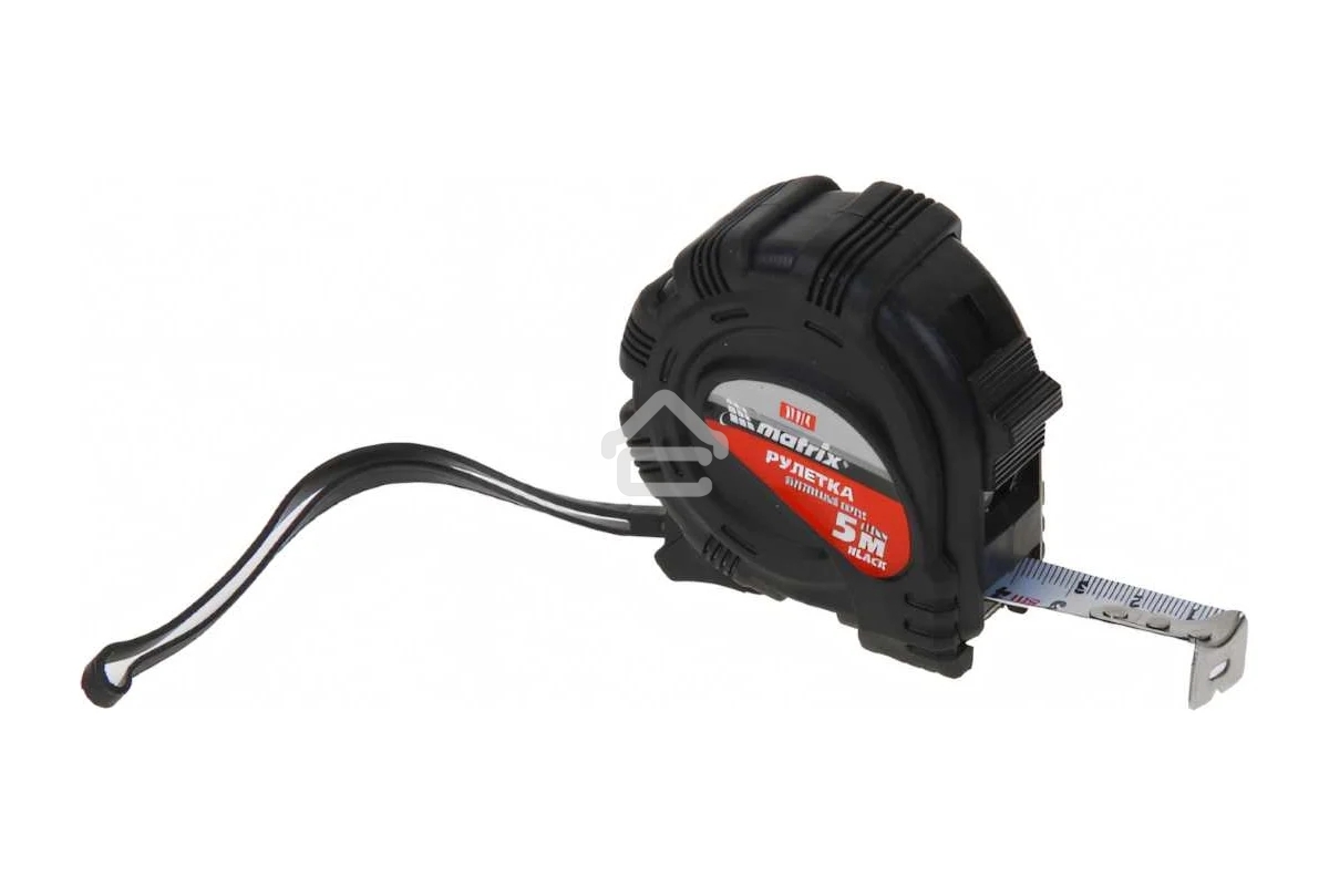 Рулетка Matrix 5мх19мм обрезиненный корпус, черный