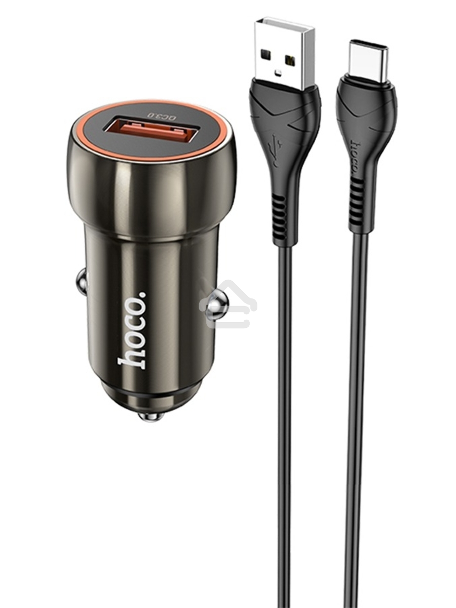 Автомобильная зарядка HOCO Z46 Blue shield, 1xUSB, 18W, серый металлик