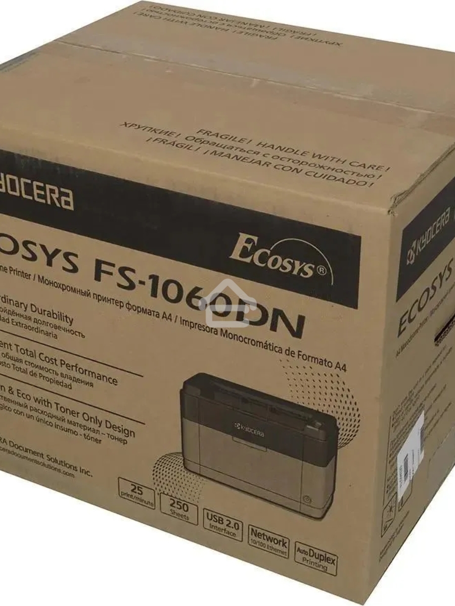 Принтер лазерный Kyocera Ecosys FS-1060dn (1102M33RU0), A4, ч/б, печ. до 25 стр/мин., 600 x 1200 dpi, USB, RJ-45