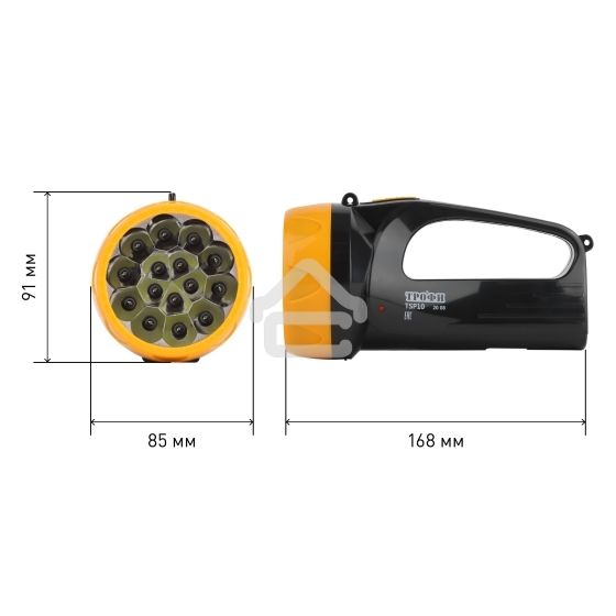 Фонарь светодиодный Трофи TSP10 кемпинговый походный ударопрочный, 2 режима, 15 LED, вилка для подзарядки