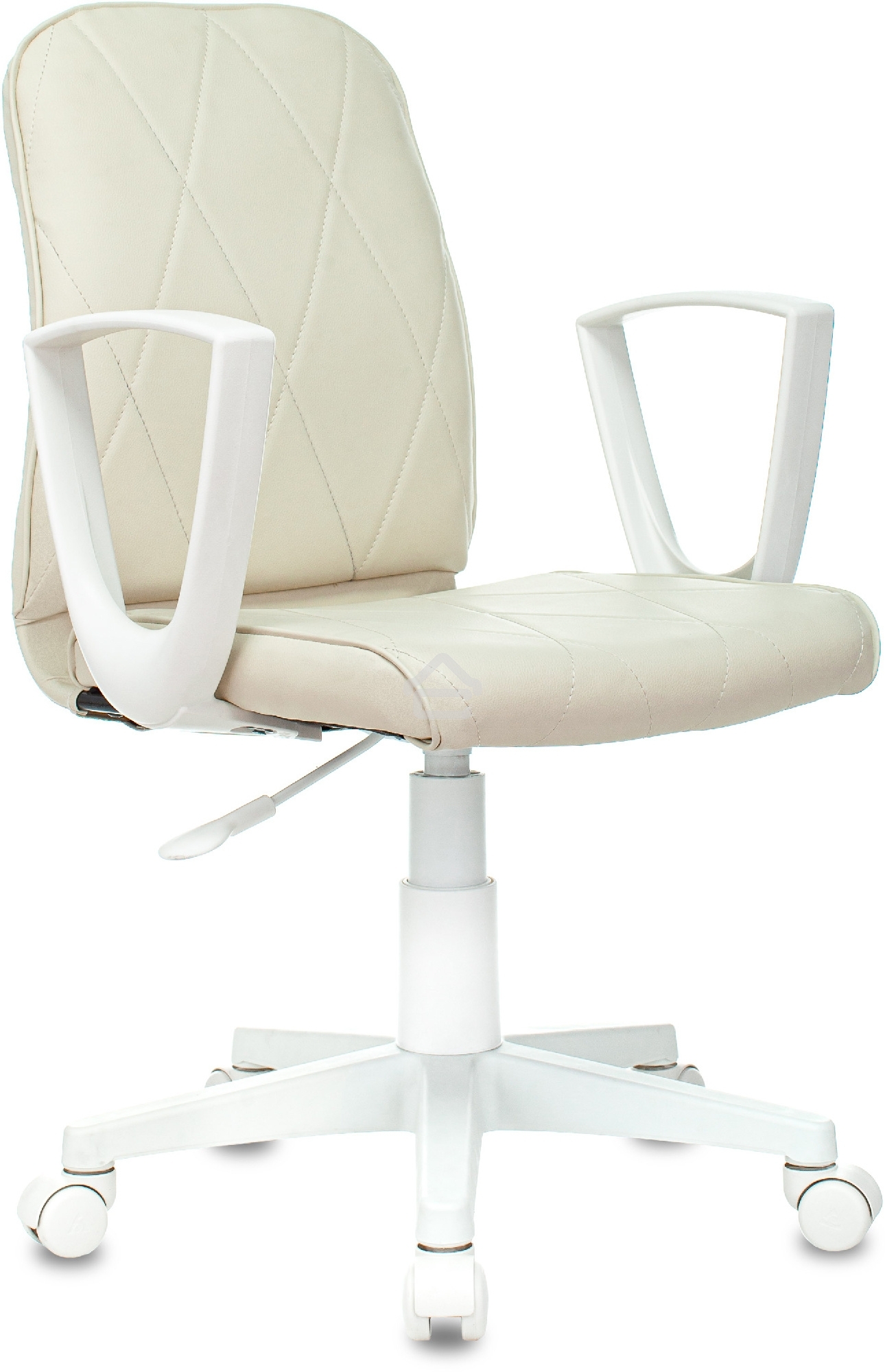Кресло компьютерное Бюрократ CH-W327 слоновая кость OR-10, эко.кожа, крестов. пластик, пластик белый