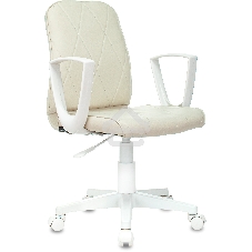 Кресло компьютерное Бюрократ CH-W327 слоновая кость OR-10, эко.кожа, крестов. пластик, пластик белый
