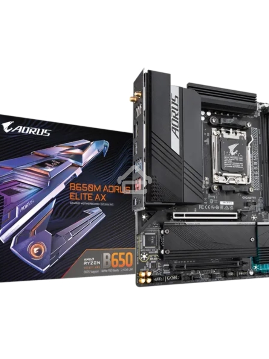Материнская плата Gigabyte B650M AORUS ELITE AX, AM5, AMD B650, 4xDDR5, 4xSATA, 2xM.2, 1xPCI-E 5.0 x4, 1xPCI-E 4.0 x16, 1xHDMI, 1xDP, 1x 2.5Gb LAN, 4xUSB-A 2.0, 5xUSB-A 3.2 Gen 1, 2xUSB-A 3.2 Gen 2, 1xUSB-C 3.2 Gen 2, 2x3.5 мм, 7.1, Micro-ATX