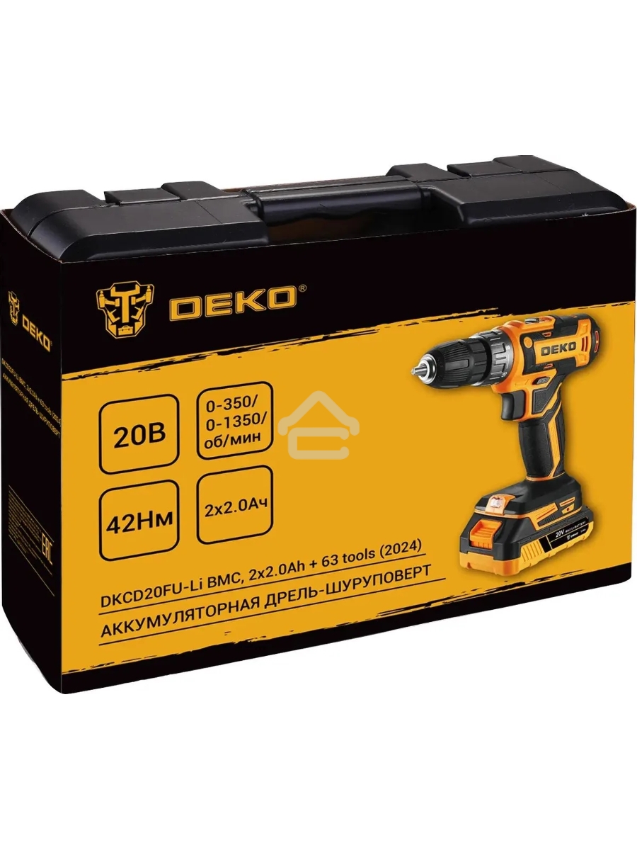 Дрель-шуруповерт Deko DKCD20FU-Li 063-4149, Аккумуляторная, 20В, Кейс