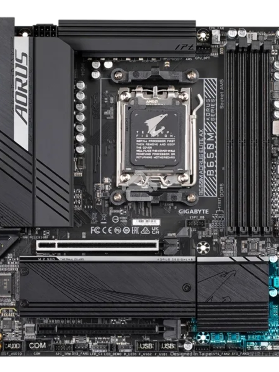 Материнская плата Gigabyte B650M AORUS ELITE AX, AM5, AMD B650, 4xDDR5, 4xSATA, 2xM.2, 1xPCI-E 5.0 x4, 1xPCI-E 4.0 x16, 1xHDMI, 1xDP, 1x 2.5Gb LAN, 4xUSB-A 2.0, 5xUSB-A 3.2 Gen 1, 2xUSB-A 3.2 Gen 2, 1xUSB-C 3.2 Gen 2, 2x3.5 мм, 7.1, Micro-ATX