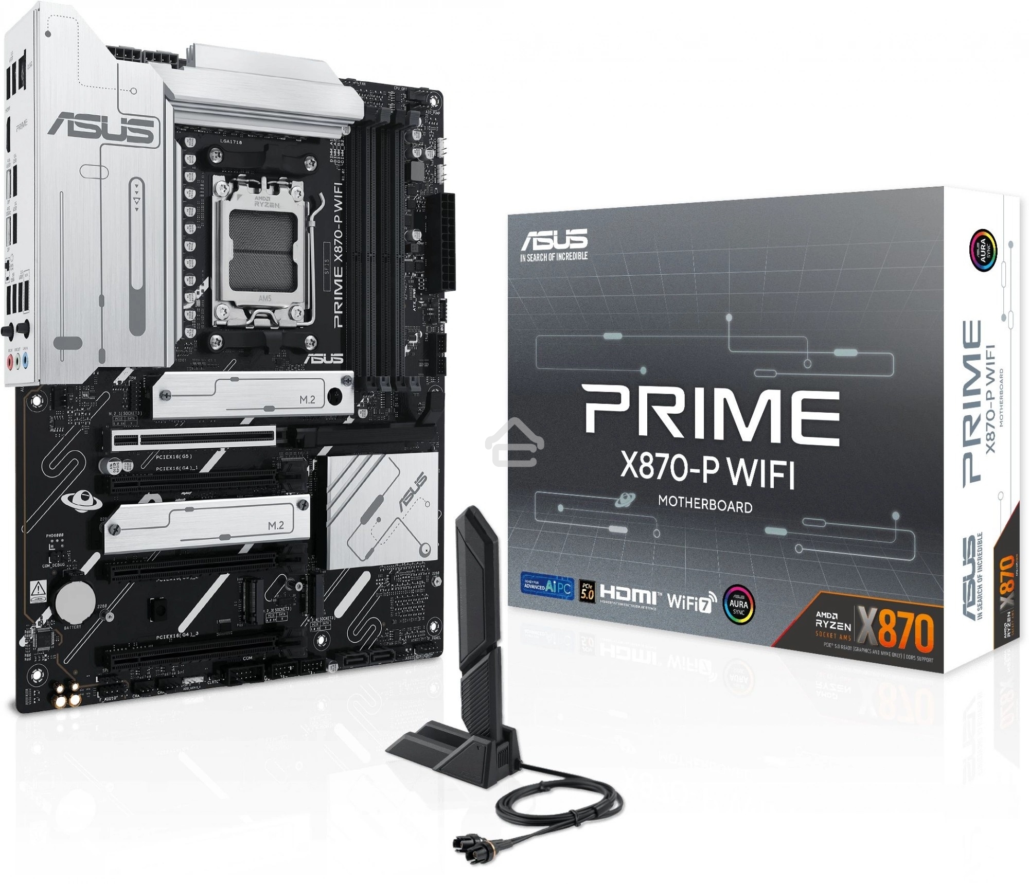 Материнская плата ASUS PRIME X870-P WIFI, AM5, AMD X870, 4xDDR5, 2xSATA, 4xM.2, 1xPCI-E 5.0 x16, 2xPCI-E 4.0 x1, 1xHDMI, 2xUSB-C, 1x 2.5Gb LAN, 4xUSB-A 3.2 Gen 1, 1xUSB-A 3.2 Gen 2, 4xUSB-A 2.0, 3x3.5 мм, 7.1, 1xWi-Fi 7, ATX