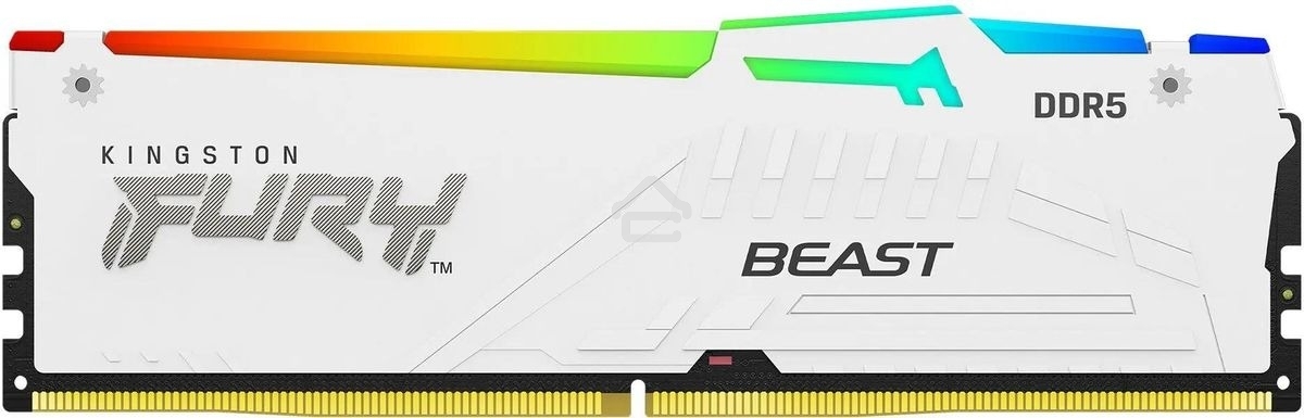 Оперативная память Kingston Fury Beast, DDR5, 16Gb (1x16GB), 5200MHz, CL40, DIMM, с радиатором, RGB, белый
