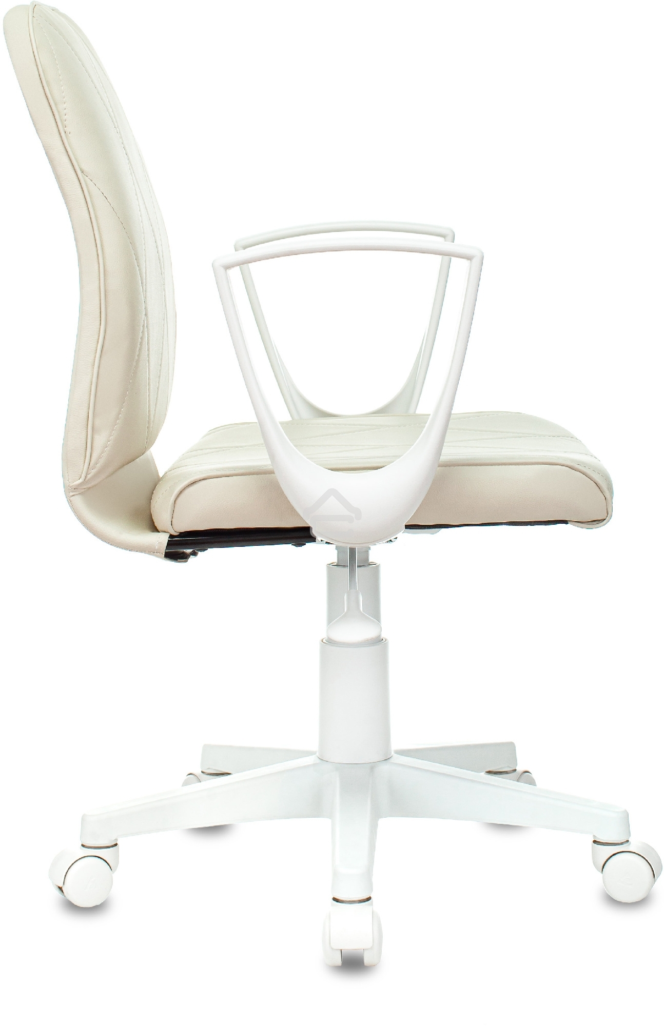 Кресло компьютерное Бюрократ CH-W327 слоновая кость OR-10, эко.кожа, крестов. пластик, пластик белый
