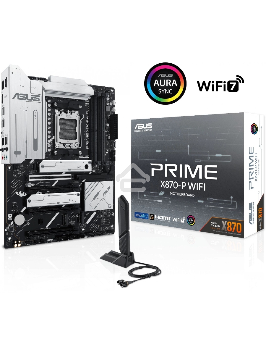 Материнская плата ASUS PRIME X870-P WIFI, AM5, AMD X870, 4xDDR5, 2xSATA, 4xM.2, 1xPCI-E 5.0 x16, 2xPCI-E 4.0 x1, 1xHDMI, 2xUSB-C, 1x 2.5Gb LAN, 4xUSB-A 3.2 Gen 1, 1xUSB-A 3.2 Gen 2, 4xUSB-A 2.0, 3x3.5 мм, 7.1, 1xWi-Fi 7, ATX