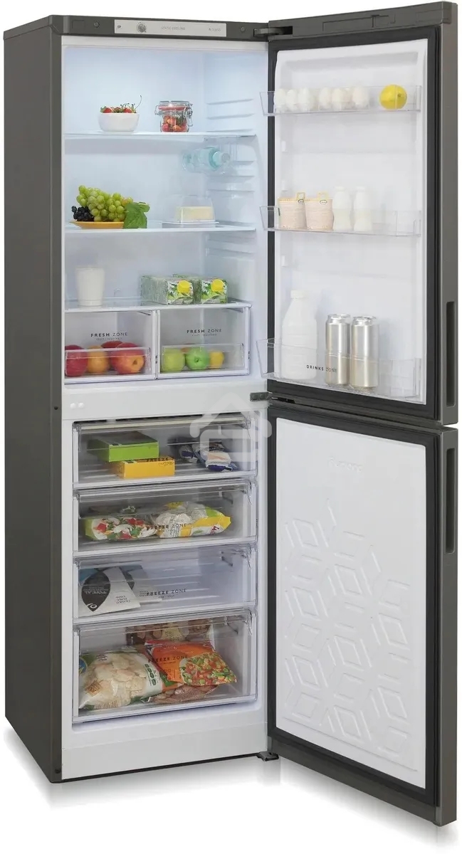 Холодильник Бирюса Б-W6031 графит матовый двухкамерный 210/135л морозилка снизу