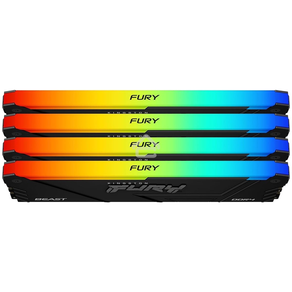 Оперативная память Kingston Fury Beast, DDR4, 32GB (4x8GB), 2666MHz, CL16, DIMM, с радиаторами, RGB, черный