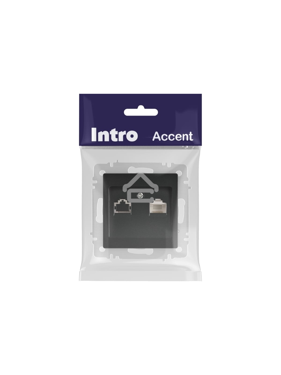 Розетка Intro Accent 6-303-05 информационная RJ45 IP20 СУ антрацит Б0063634