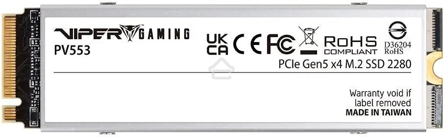 Накопитель SSD Patriot Viper PV553, 1Tb, PCIe 5.0 x4, M.2 2280, NVMe, R/W 11700/9500, активное охлаждение