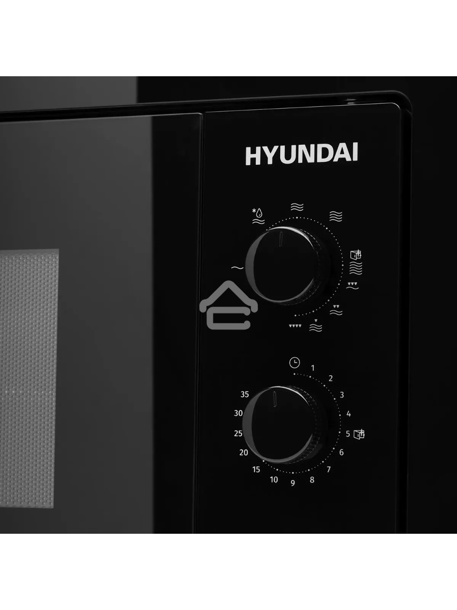 Микроволновая печь встраиваемая Hyundai HBW 2030 BG черный, 20 л, 800 Вт, переключатели - поворотный механизм