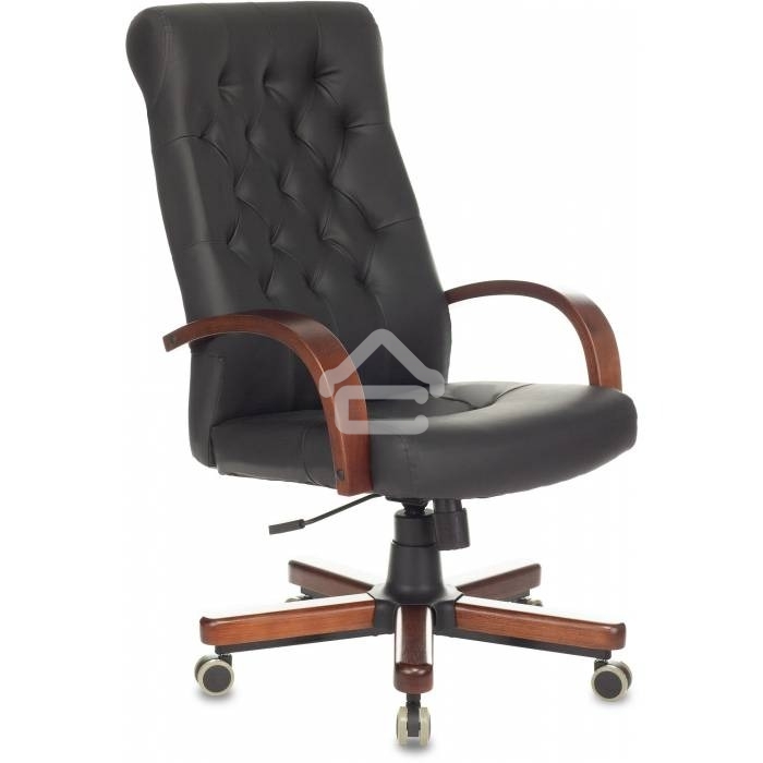 Кресло руководителя Бюрократ T-9928WALNUT/ECO черный, эко.кожа, крестовина металл/дерево