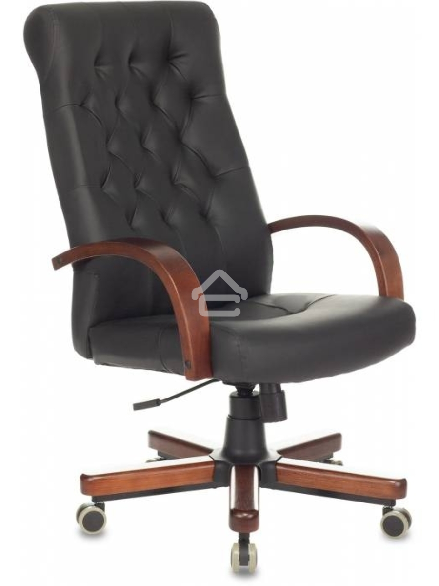 Кресло руководителя Бюрократ T-9928WALNUT/ECO черный, эко.кожа, крестовина металл/дерево