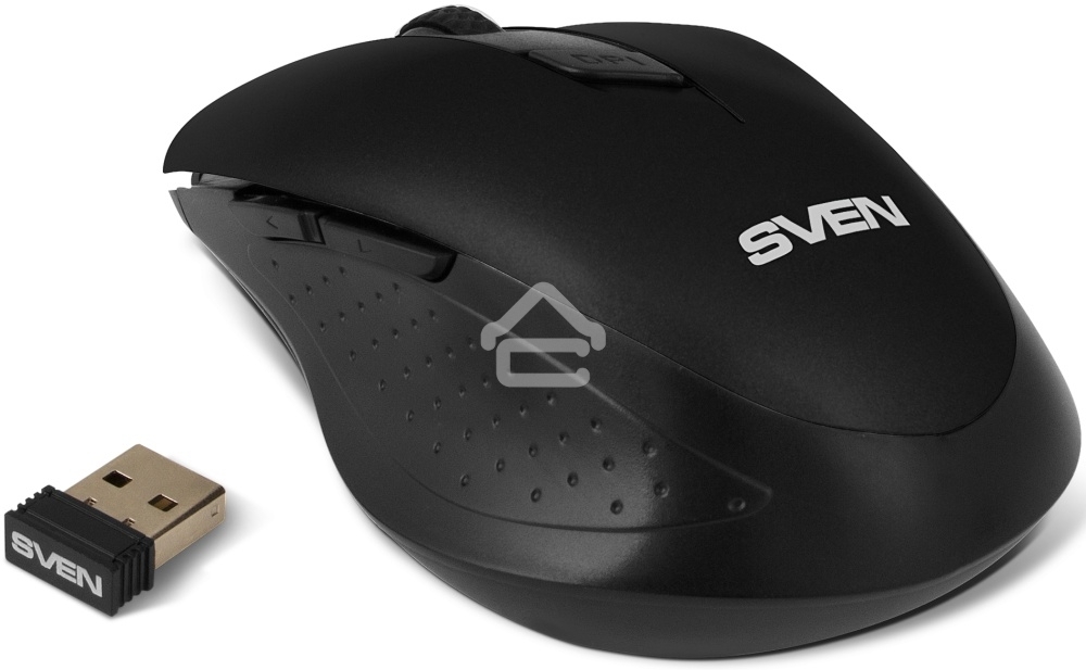 Мышь беспроводная SVEN RX-425W черный, 1600 dpi, радиоканал, USB, кнопки - 6