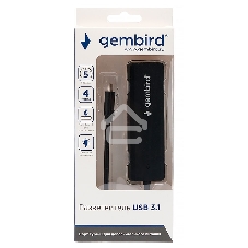 USB-концентратор USB 3.0 Gembird UHB-C424, 4 порта, кабель Type-C 19см, с доп питанием (Type-C)
