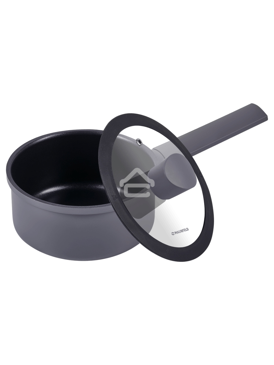 Ковш Maunfeld ASTRID MF16ASTR1SP из кованого алюминия со стеклянной крышкой, 16 см, 1,5 л
