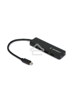Концентратор USB 3.0 Gembird UHB-C424, 4 порта, кабель Type-C 19см, с доп питанием (Type-C)