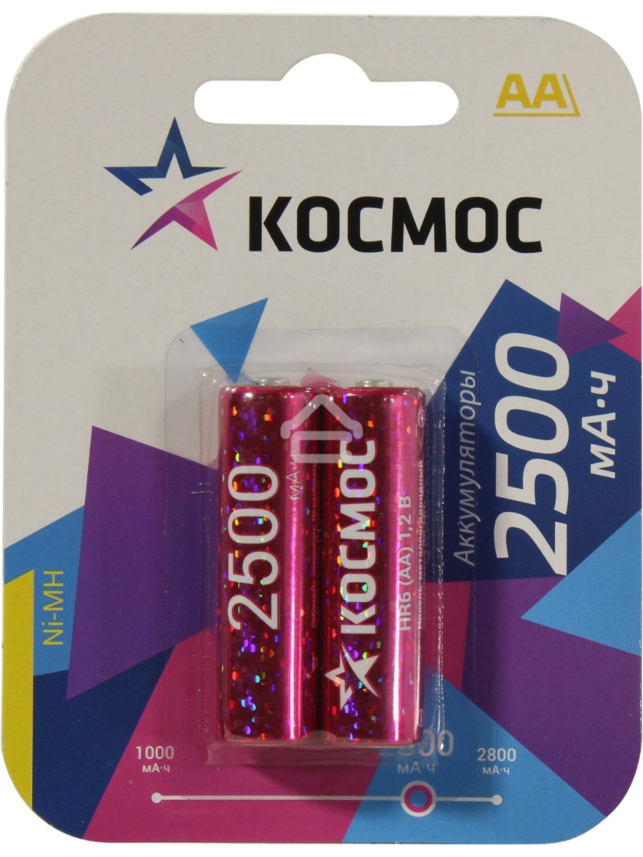 Аккумулятор R6 NI-MN 2500мА.ч BP-2 Космос KOCR6NIMH2500MAH2BL (ЦЕНА за 1 аккум., в блистере - 2 шт.)