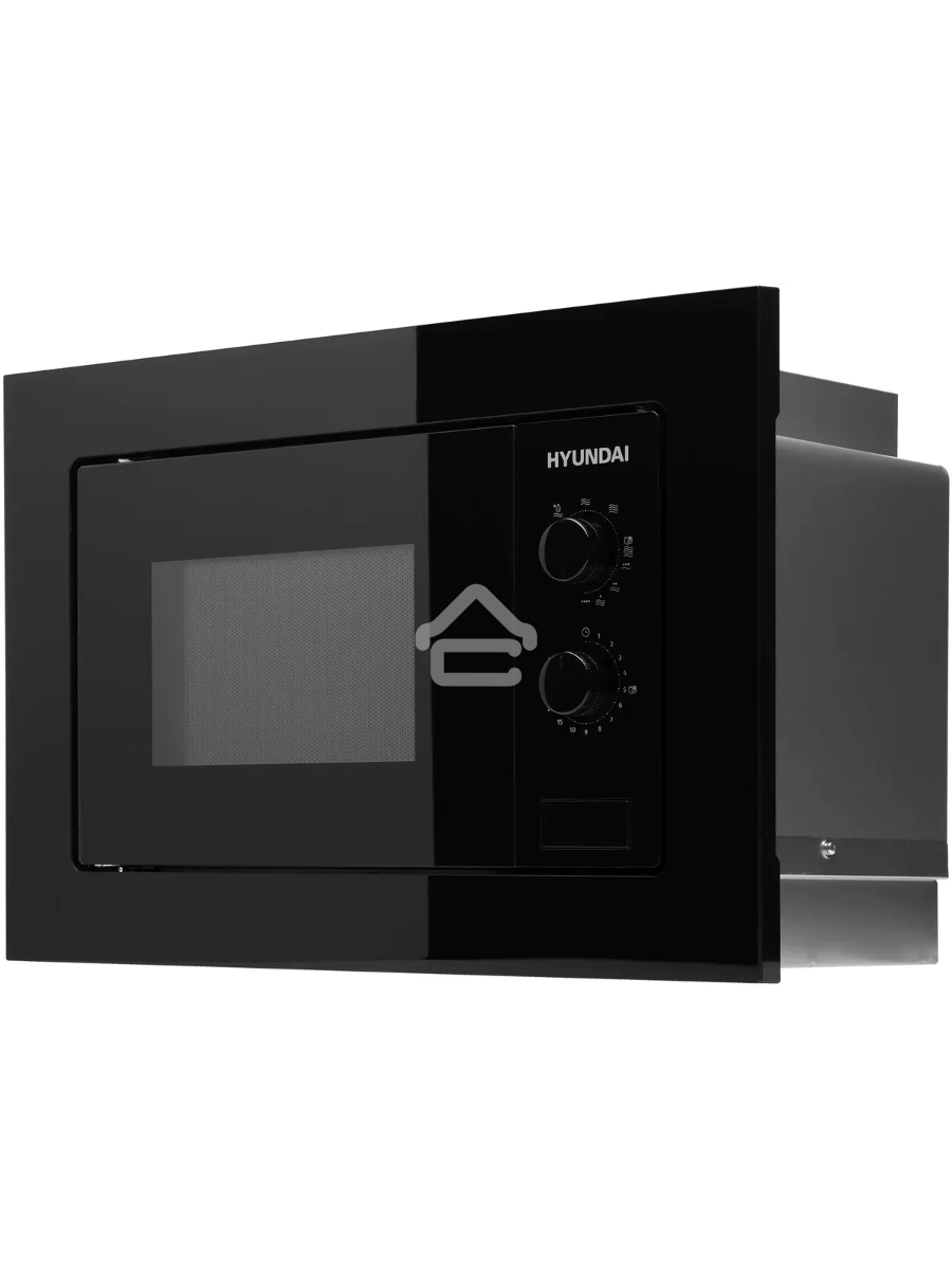 Микроволновая печь встраиваемая Hyundai HBW 2030 BG черный, 20 л, 800 Вт, переключатели - поворотный механизм