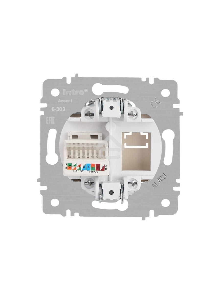 Розетка Intro Accent 6-303-05 информационная RJ45 IP20 СУ антрацит Б0063634