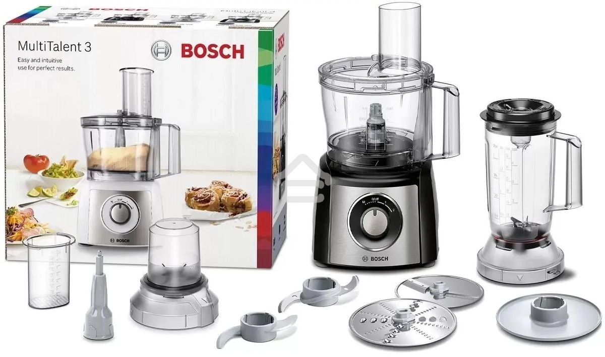 Кухонный комбайн Bosch MCM3501M 800 Вт, Скорости: 2, Блендер 1 л, Чаша 2.3 л, Цвет черны/серебристый