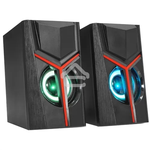 Колонки 2.0 Qumo TRON AS007, 10 ВТ, объемное звучание, RGB подсветка, USB+Jack 3,5мм