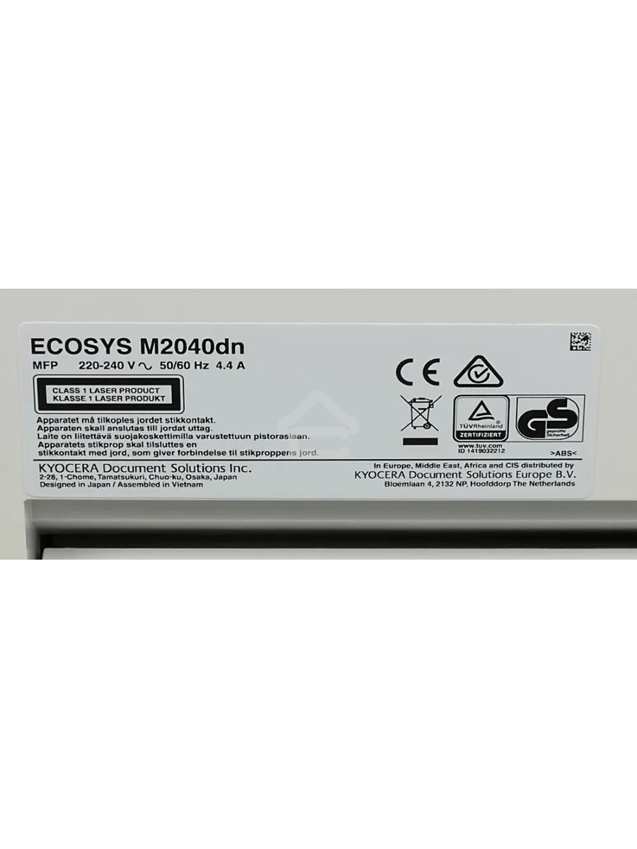 МФУ лазерный Kyocera Ecosys M2040dn (Азия) (1102S33AX0), A4, ч/б, печ. до 40 стр/мин., скан. до 40 стр/мин. (ч/б) 23 стр/мин. (цвет), 1200 x 1200 dpi (печать) 600x600dpi (скан.), USB, RJ-45 (старт.картр. TK-1178)