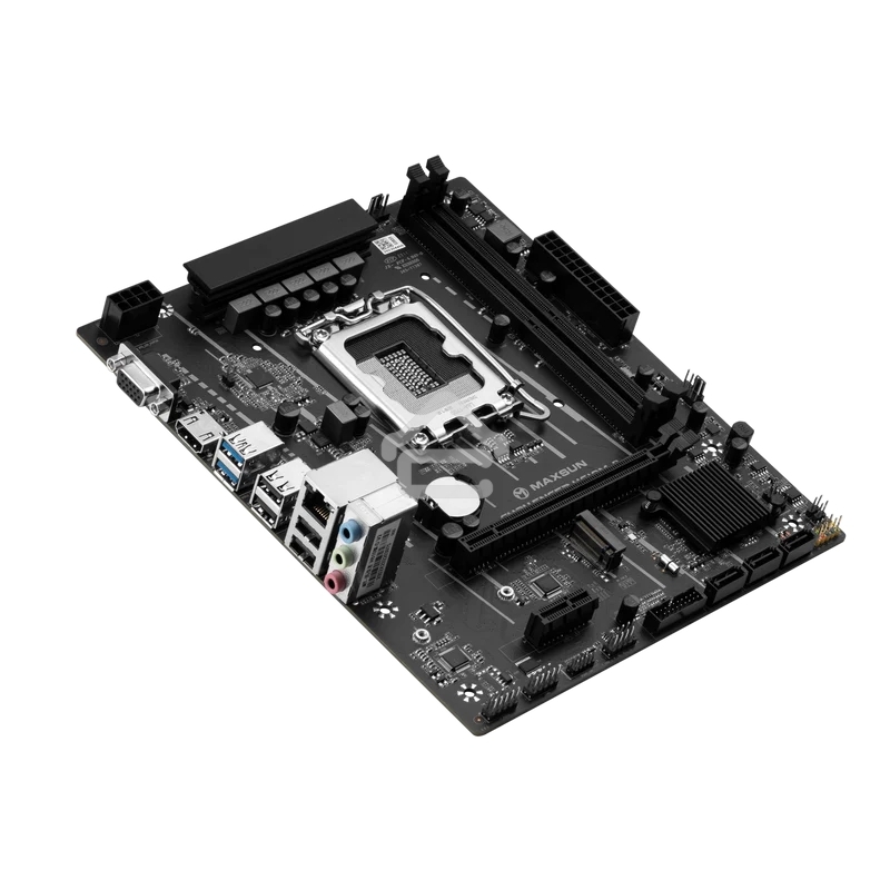 Материнская плата Maxsun MS-Challenger H610M-D, LGA 1700, Intel H610, 2xDDR4, 3xSATA, 1xM.2, 1xPCIe 4.0 x16, 1xPCIe x1, 1xHDMI, 1xVGA, 1x 1Gb LAN, 2xUSB 3.2 Gen 1, 4xUSB 2.0, 3x3.5 мм, 5.1, mATX