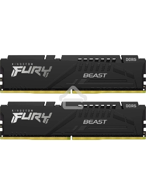 Оперативная память Kingston Fury Beast, DDR5, 32GB (2x16GB), 6400MHz, CL32, с радиатором, чёрный