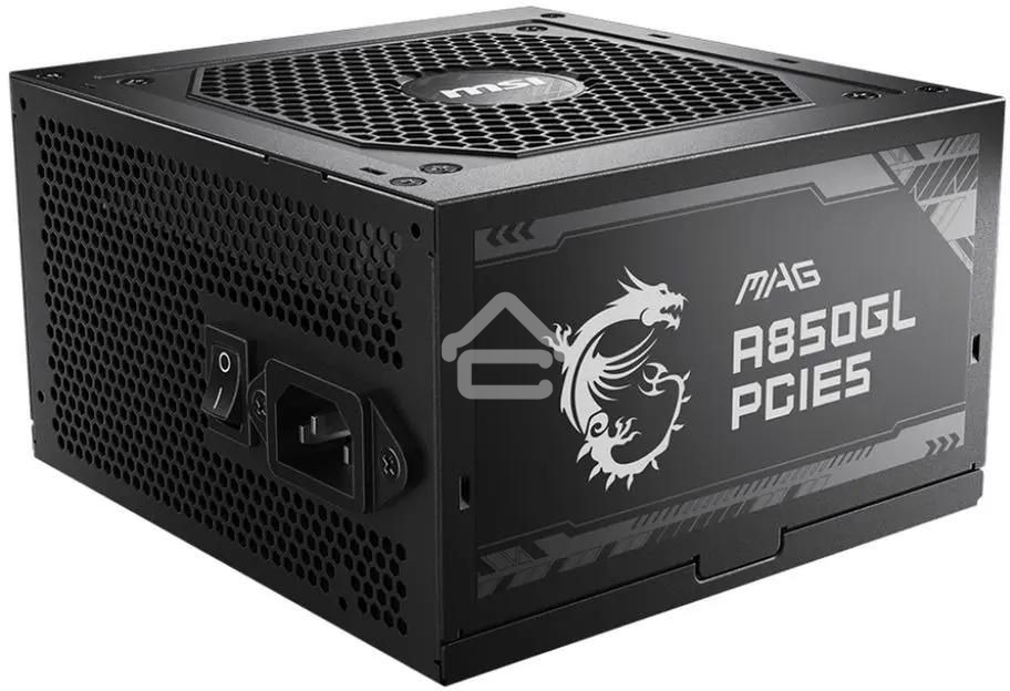 Блок питания MSI MAG A850GL PCIE5, 850W, 80 PLUS Gold, полностью модульный, ATX 3.0, PCIE5