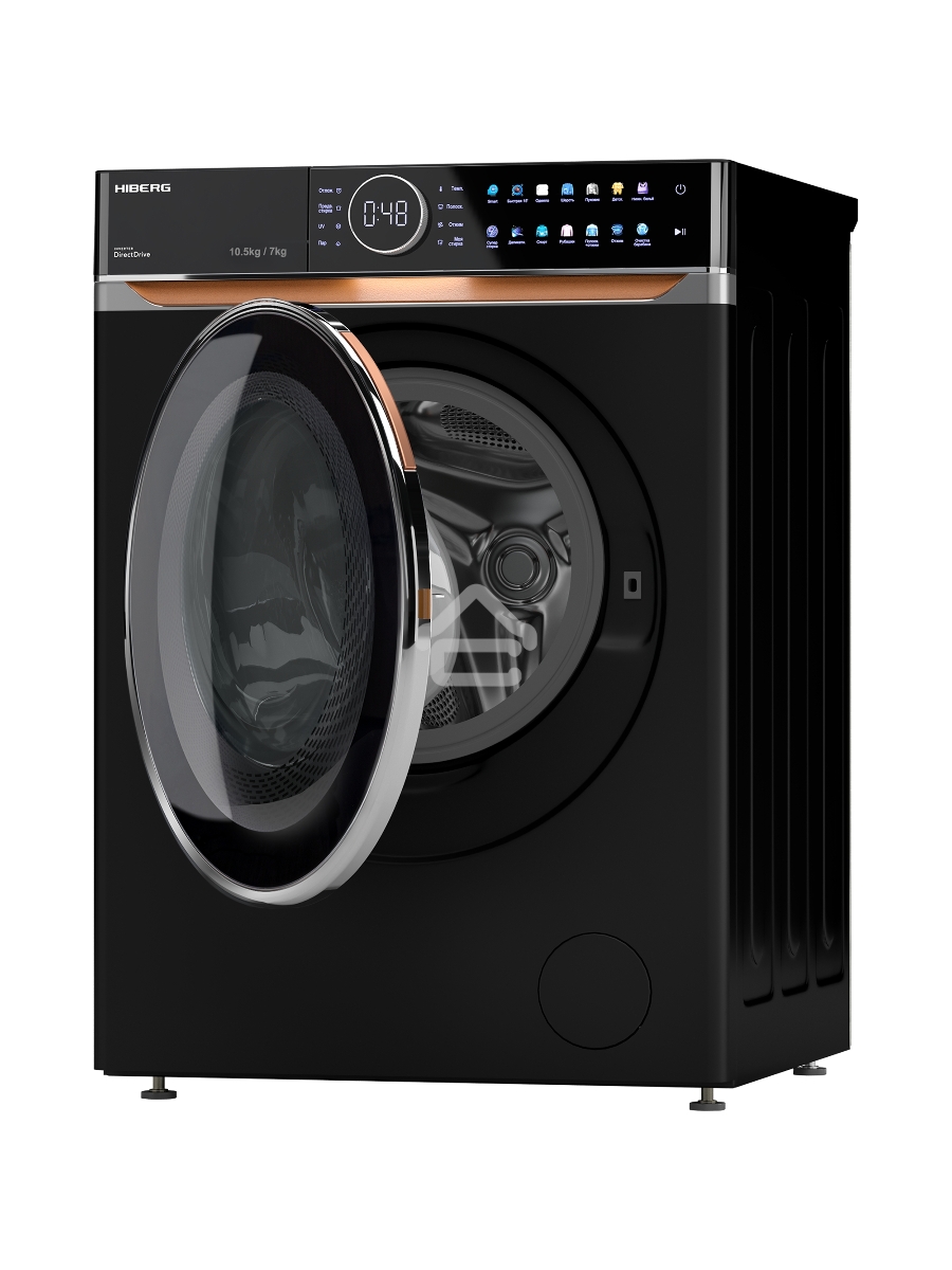 Стирально-сушильная машина HIBERG i-DDQ10 - 10714 B черный матовый загр. фронтальная макс.: 10,5 кг 1400 об/мин класс: А+++