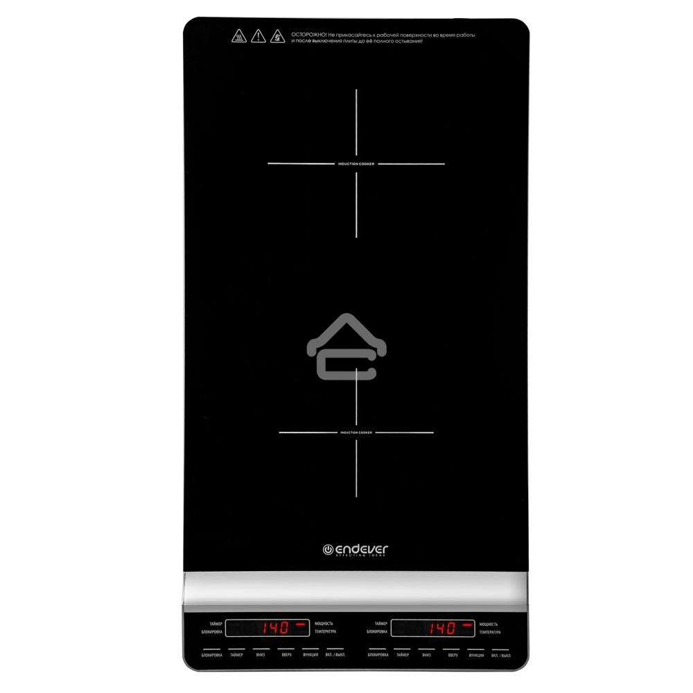 Плитка электрическая индукционного типа с двумя конфорками ENDEVER Skyline IP-67, черный, мощность 1800 Вт+1300 Вт, диаметр посуды 12-26 см, 2 шт/уп
