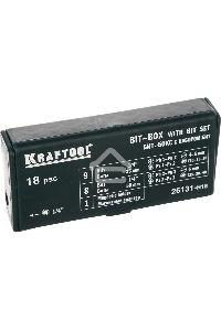 Отвертки-насадки (биты) Набор KRAFTOOL Биты с магнитным адаптером в бит-боксе, 18 предметов 26131-H18