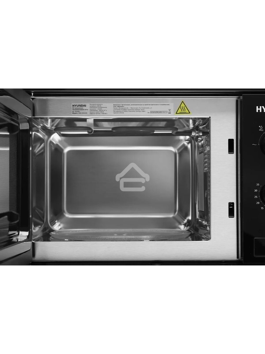 Микроволновая печь встраиваемая Hyundai HBW 2030 BG черный, 20 л, 800 Вт, переключатели - поворотный механизм