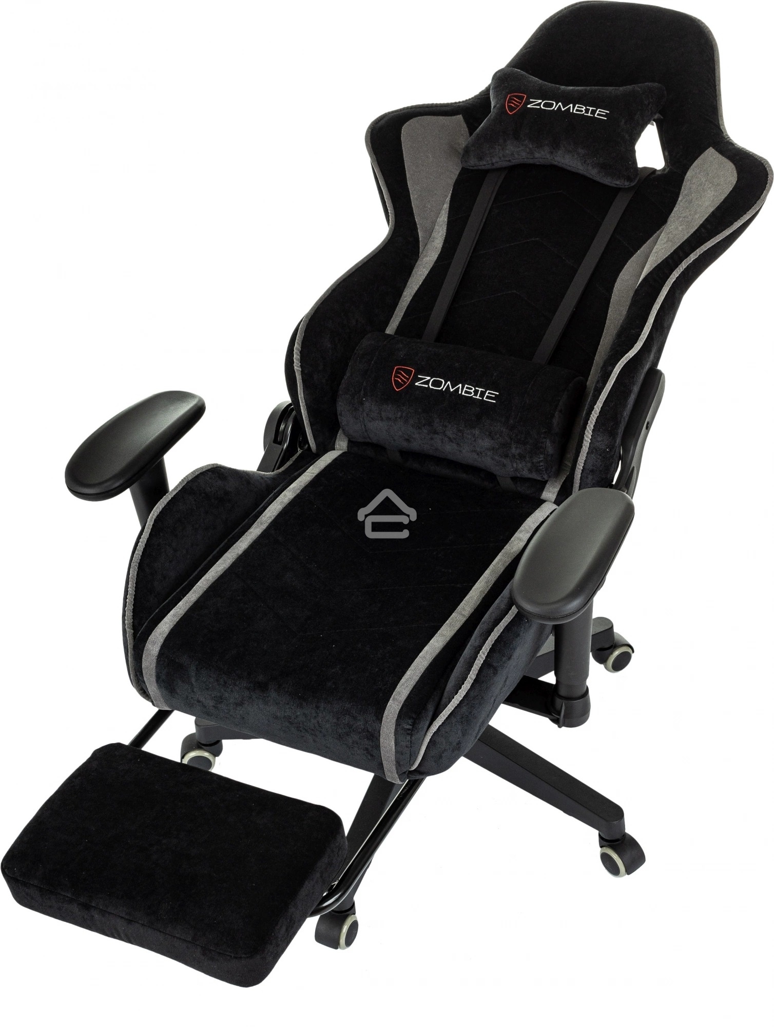 Кресло игровое Zombie Drift/F черный/серый, крестов. пластик, подст. для ног